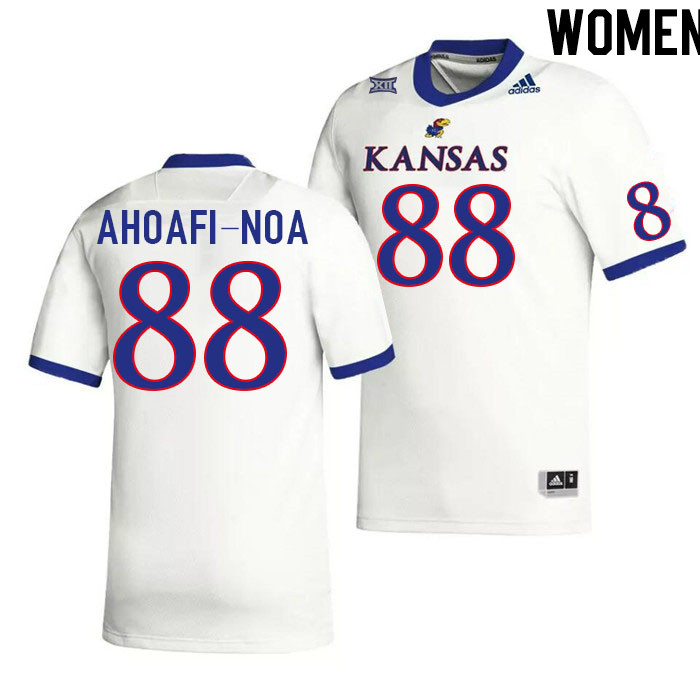 Women #88 Tevita Ahoafi-Noa Kansas Jayhawks College Football Jerseys Stitched Sale-White - Click Image to Close